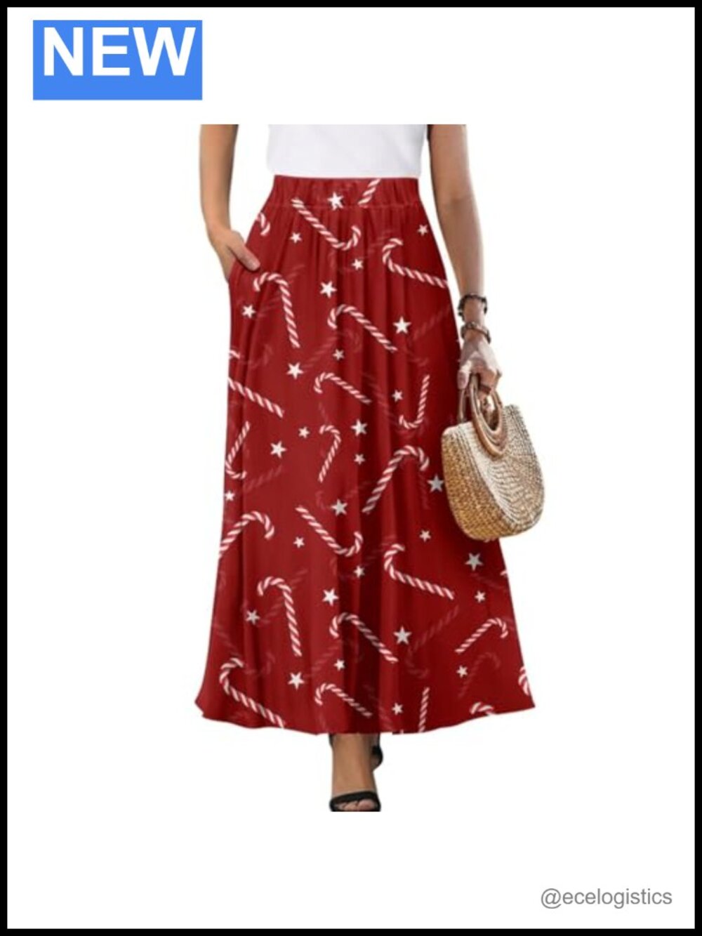 Pleated High Waisted Flowy A-Line Maxi Skirt with Pockets